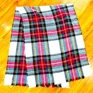 Berkshire plaid large winter scarf wrap holiday winter Christmas red green white
